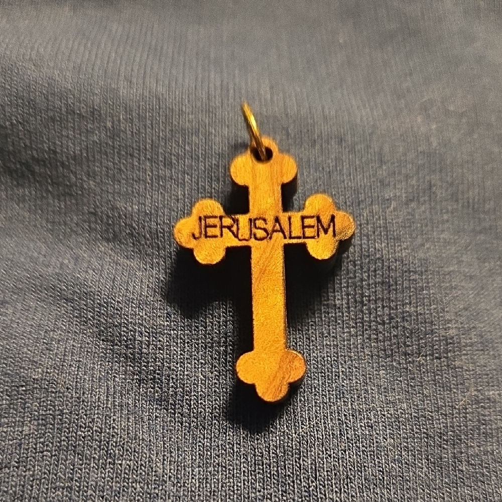 Wooden Jerusalem Cross Pendant NWOT